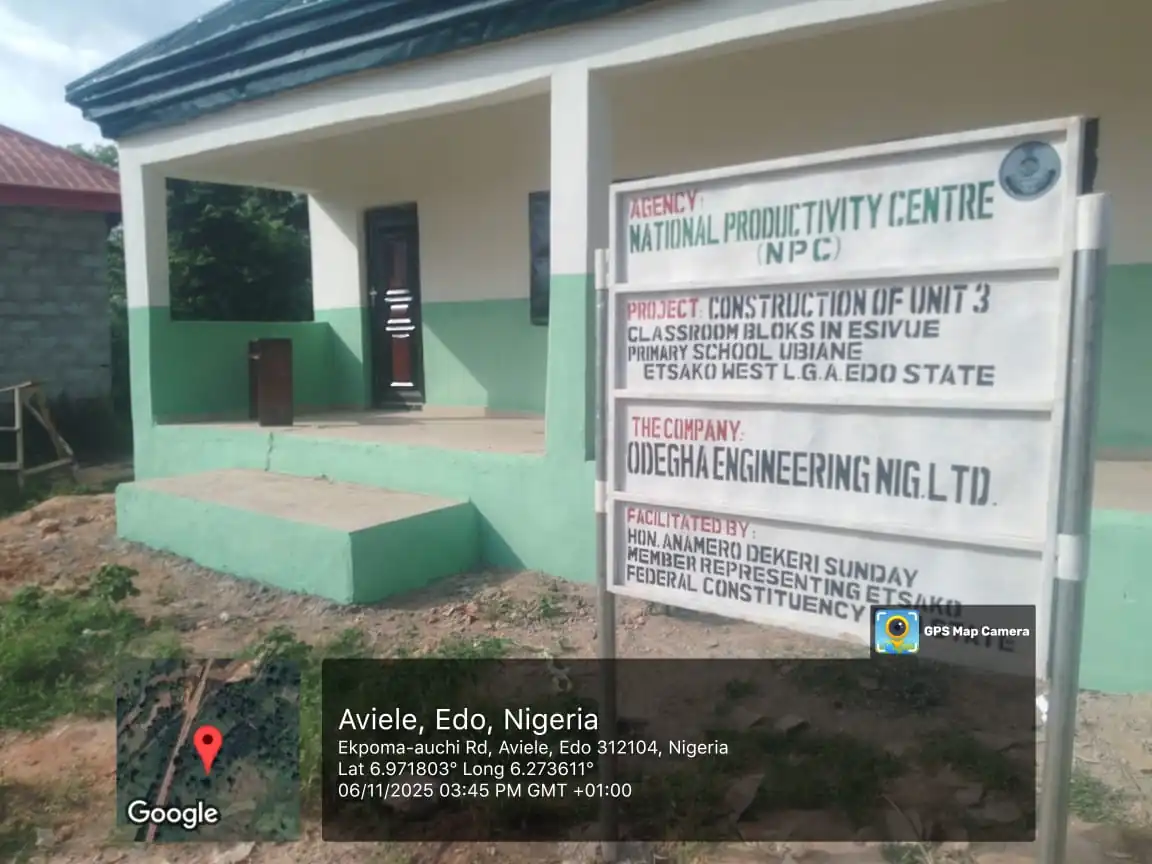 Completion of 3-Classroom Block at Esivue Primary School, Ubiane, Etsako West LGA