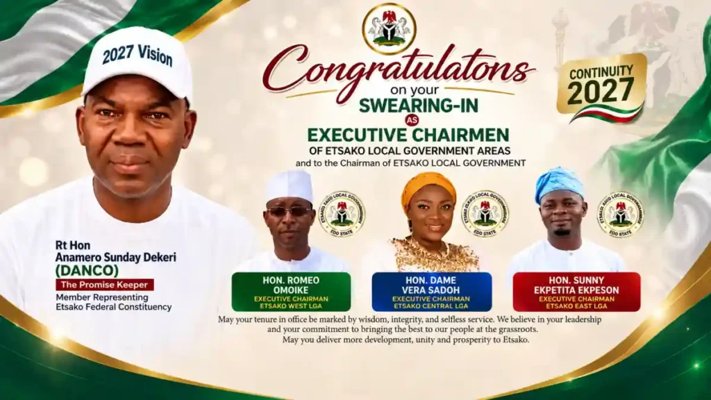Hon Anamero Congratulates New Etsako Council Chairmen